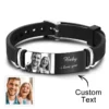 Bracelet Noir Personnalisé avec Gravure Photo pour Hommes
